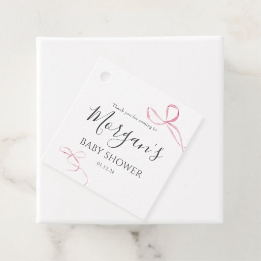 ピンクの弓メッセージカード、弓テーマラベル フェイバータグ (インサイチュ)