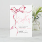 ピンクの弓モダン890th誕生日パーティー 招待状 (スタンド正面)