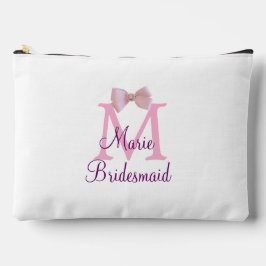 ピンクの弓モノグラムの花嫁のモダンラスガーリートl アクセサリーポーチ