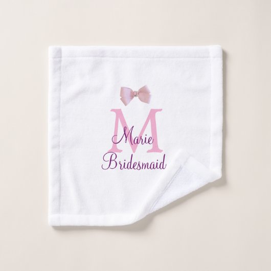ピンクの弓モノグラムの花嫁のモダンラスガーリートl ウォッシュタオル (ウォッシュタオル)