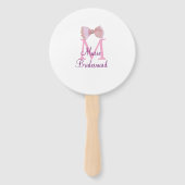 ピンクの弓モノグラムの花嫁のモダンラスガーリートl ハンドファン (正面)