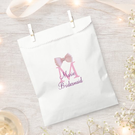 ピンクの弓モノグラムの花嫁のモダンラスガーリートl フェイバーバッグ (クリップ留めされた状態)