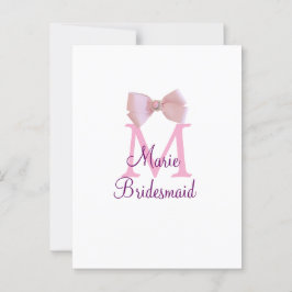 ピンクの弓モノグラムの花嫁のモダンラスガーリートl ポストカード