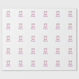 ピンクの弓モノグラムの花嫁のモダンラスガーリートl ラッピングペーパー