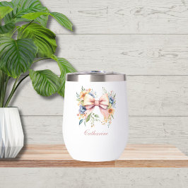 ピンクの弓モノグラムコケット水の色の花