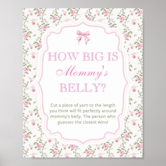 ピンクの弓ラブシャックママの腹の大きさ ポスター (正面)