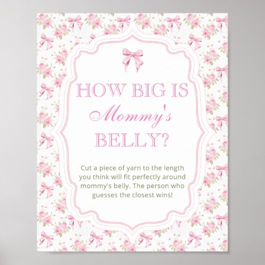 ピンクの弓ラブシャックママの腹の大きさ ポスター (正面)