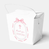 ピンクの弓リボンフレームバプティステイクアウト フェイバーボックス (裏面サイド)