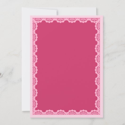 ピンクの弓レトロレースベビーシャワー 招待状 (裏面)