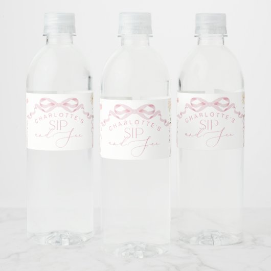 ピンクの弓ワイルドフラワーの園芸を見る ペットボトルラベル (ボトル)