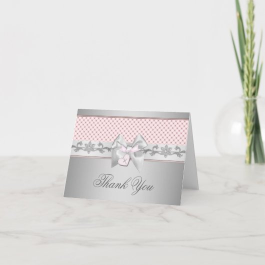 ピンクの弓十字は感謝していしています サンキューカード (正面)