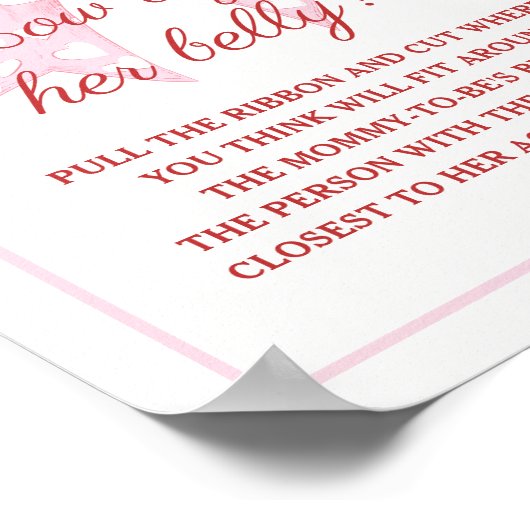 ピンクの弓女の子の赤ちゃんシャワーどのように彼女の腹は大きい ポスター (角)