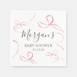 ピンクの弓紙ナプキン、弓テーマ装飾 スタンダードカクテルナプキン