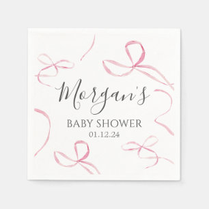 ピンクの弓紙ナプキン、弓テーマ装飾 スタンダードカクテルナプキン