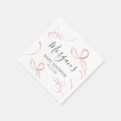 ピンクの弓紙ナプキン、弓テーマ装飾 スタンダードカクテルナプキン (角)