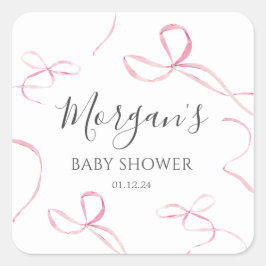 ピンクの弓紙プレート、弓テーマ装飾 スクエアシール