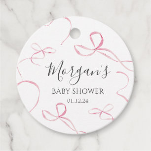 ピンクの弓紙プレート、弓テーマ装飾 フェイバータグ