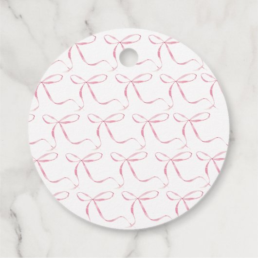 ピンクの弓紙プレート、弓テーマ装飾 フェイバータグ (裏面)
