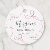 ピンクの弓紙プレート、弓テーマ装飾 フェイバータグ (正面)