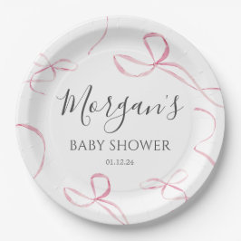 ピンクの弓紙プレート、弓テーマ装飾 ペーパープレート