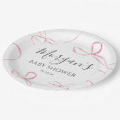 ピンクの弓紙プレート、弓テーマ装飾 ペーパープレート (アングル)