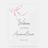 ピンクの弓結婚の歓迎フロステッドのアクリル記号 アクリルサイン (正面)