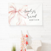 ピンクの弓 スイート16の誕生日バックドロップ 横断幕 (インサイチュ)