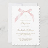 ピンクの弓 | バプテスマ 招待状 (正面)