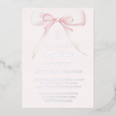 ピンクの弓 | バプテスマ 箔招待状 (正面)