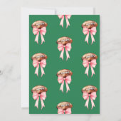 ピンクの弓 ファーストイヤーダウン フットボール 1歳の誕生日 招待状 (裏面)