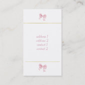 ピンクの弓 名刺 (裏面)