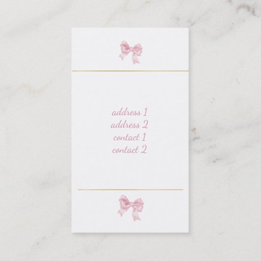 ピンクの弓 名刺 (裏面)