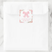 ピンクの弓、小さなプリンセス、女の子の赤ちゃんシャワーフローラ スクエアシール (バッグ)