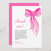 ピンクの弓 彼女は結婚する ブライダルシャワー サンキューカード (正面/裏面)