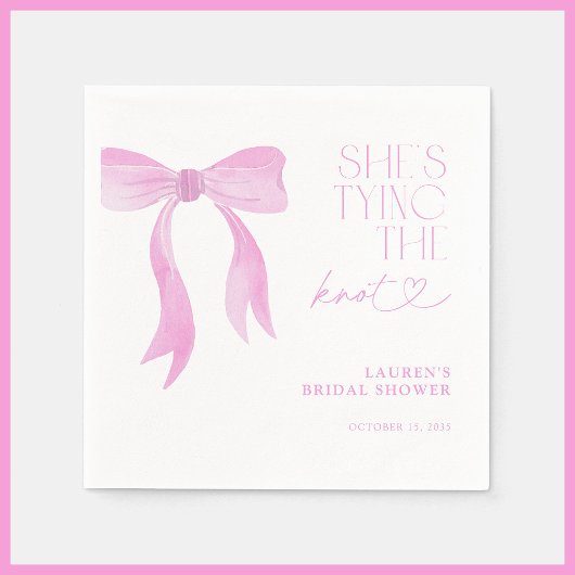 ピンクの弓、彼女は結婚する ブライダルシャワー スタンダードカクテルナプキン