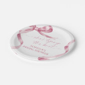 ピンクの弓、彼女は結婚する ブライダルシャワー ペーパープレート (アングル)