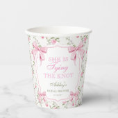 ピンクの弓、彼女は結婚する ブライダルシャワー 紙コップ (正面)