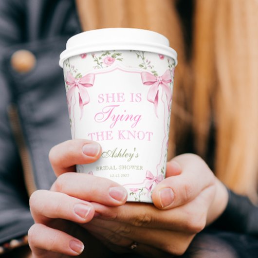 ピンクの弓、彼女は結婚する ブライダルシャワー 紙コップ