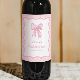 ピンクの弓 結婚式前のパーティー ワインラベル