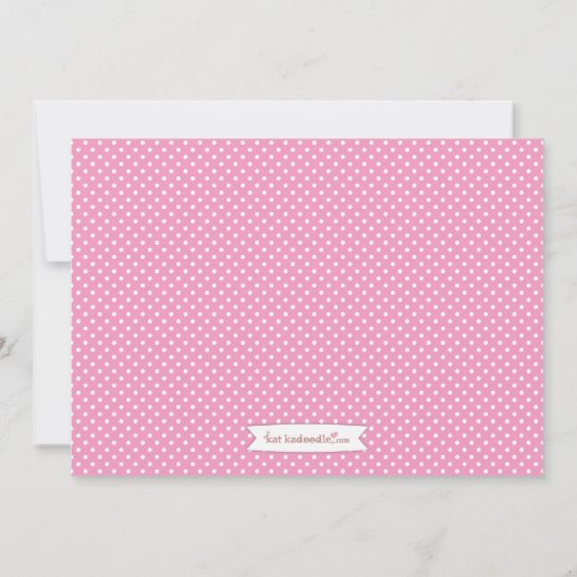 ピンクの弾力がある跳ね上がりの家の誕生日のパーティの招待状 招待状 (裏面)