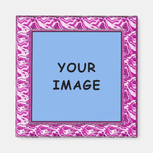 ピンクの彫刻されたフォトフレームマグネット マグネット (正面)