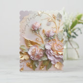 ピンクの彫刻花の繊細な色彩 シーズンカード (スタンド正面)