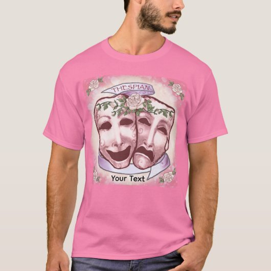 ピンクの役者マスク Tシャツ (正面)