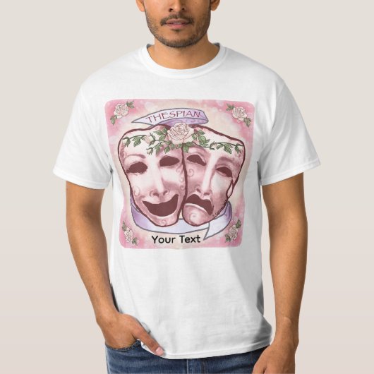 ピンクの役者マスク Tシャツ (正面)