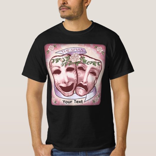 ピンクの役者マスク Tシャツ (正面)