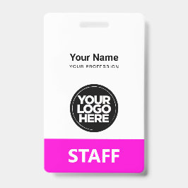 ピンクの従業員名ビジネスロゴスタッフラベル バッジ