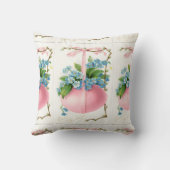 ピンクの復活祭の卵と花が白 クッション (裏面)