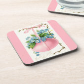 ピンクの復活祭の卵と花 コースター (左側)