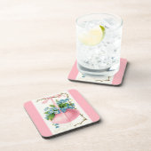 ピンクの復活祭の卵と花 コースター (右側)