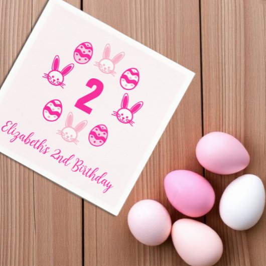 ピンクの復活祭2回目の誕生日 スタンダードカクテルナプキン